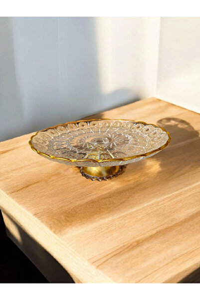 GenelTedarik Kenarları Gold Detaylı Cam Ayaklı Sunumluk