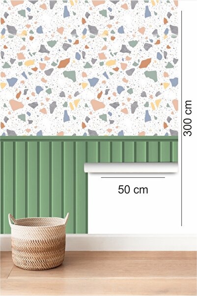 Bigaimaj Фольга для обшивки стін з самоклеючим покриттям, з малюнком під дерево та тераццо