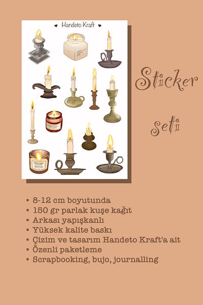 Handeto Kraft Semi-Transparent Candle Sticker, 8X12 Cm, Scrapbook, Label, Junk Journal, Bullet Journal, Stikir