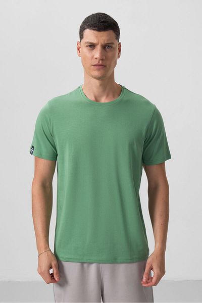 TOMMY LIFE Ανδρικό κοντομάνικο μπλουζάκι Basic Pastel Green - O λαιμόκοψη - 87911