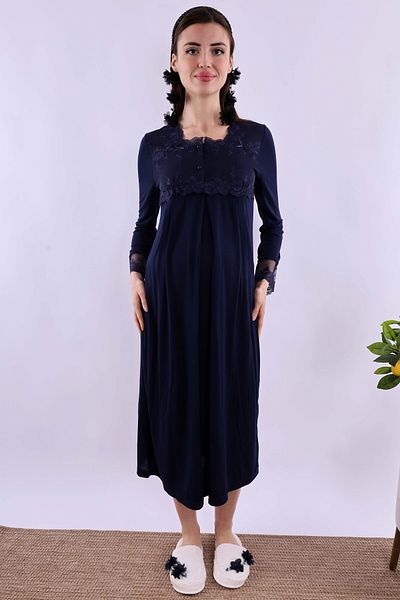 ByLohusa Effortt Navy Blue Maternity Maternity Nightgown Byl 224042