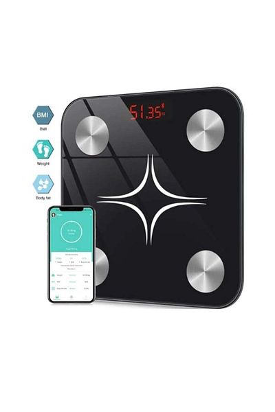 Depox Smart Electronic Bathroom Scale, Smart App, Illuminated Digital Display, Thermometer, Maximum 180 Kg