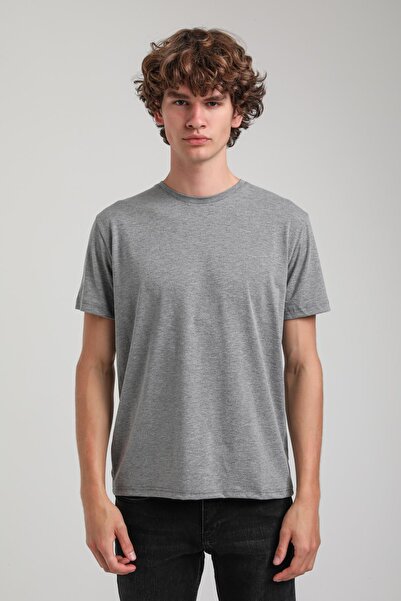 NEW WORLD POLO Crew Neck Gray Melange Basic Lycra Slim Fit 24Ssm20339