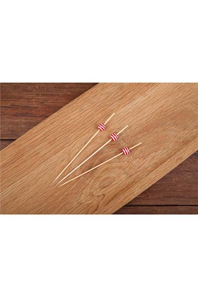 yuandong Bamboo Red White Beaded 12 cm Toothpick (50 Pcs)