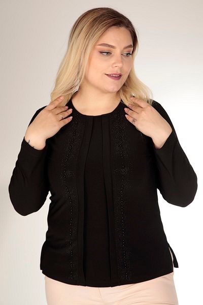 TRENDSE Mother's Blouse, Stoned Sandy Fabric Pearl βραδινό φόρεμα μπλούζα