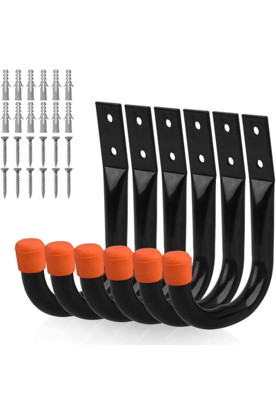 Choice Orange-6Pcs Pack of 6 Heavy-Duty Garage Hooks for Hanging, Large Garag...