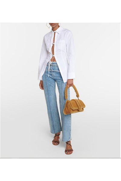JACQUEMUS Le Bambimou Doux Shearling-Trimmed Leather Shoulder Bag