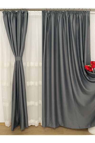 Liz Line Set doua draperii blackout, ash gray, "Monocrom Signature" by Liz Line, cu rejansa 2x300x245 DR63