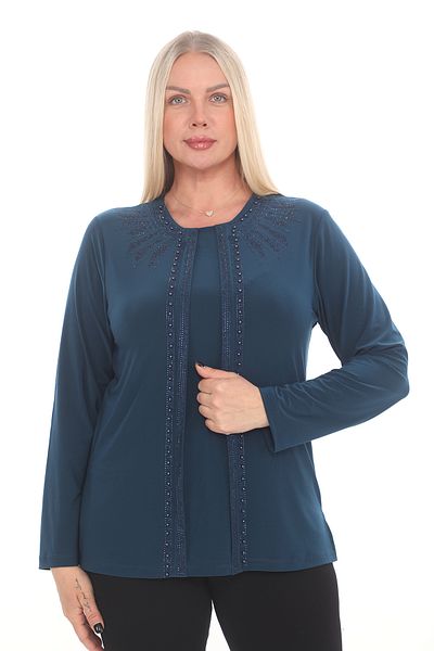 TRENDSE Stylish Mother's Blouse - 2-piece Look, Jewelled Bead DeTailed EveninG Dress
