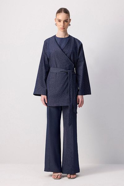 Touché Privé Stoned Denim Jacket Pants Suit