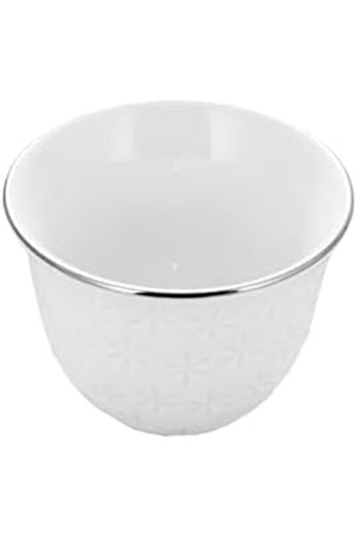ALSAIF Set Of 12 Arabic Coffee Cups Made Of Porcelain - White/silver