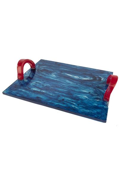 Mikasa Moor Misty Blue Red Tray 34x27x6 cm