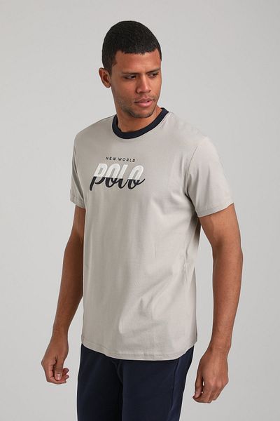 NEW WORLD POLO Crew Neck Gray Dyed Slim Fit T-Shirt 24Ssm20292