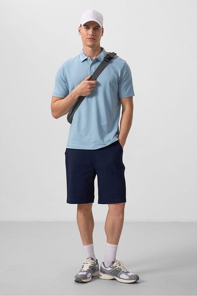 TOMMY LIFE Pantaloni scurți chino pentru bărbați, țesuți, flexibili, albastru bleumarin - 81290