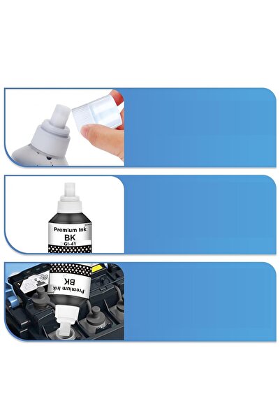 Canon Pixma G3470 Gı-40/gı-41 4 Renk Muadil Mürekkep Seti - Siyah 135 ml- Renkliler 70 ml