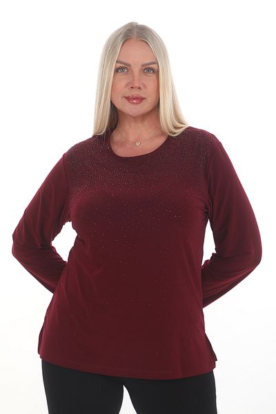 TRENDSE Bluză elegantă pentru mamă cu detaliu de mărgele de piatră - rochie de seară