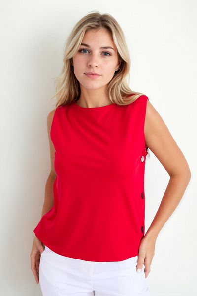 Vitrin Buttoned Side Zero Sleeve Modal Blouse
