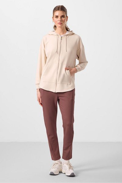 TOMMY LIFE Beige Soft Textured Oversize Women's Tunic Sweatshirt 97302
