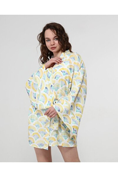 Bolder Naomi Yellow Geometric Pattern Kimono
