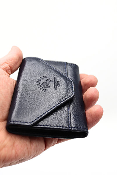 willpolo Шкіряний чохол 12 відділень темно-синій гармошка конверт модель для кредитних карток