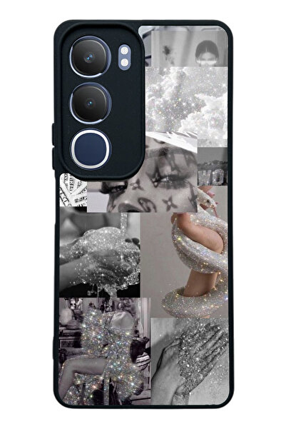 Spoyi Vivo Y19s Silver Sticker Tasarımlı Glossy Telefon Kılıfı