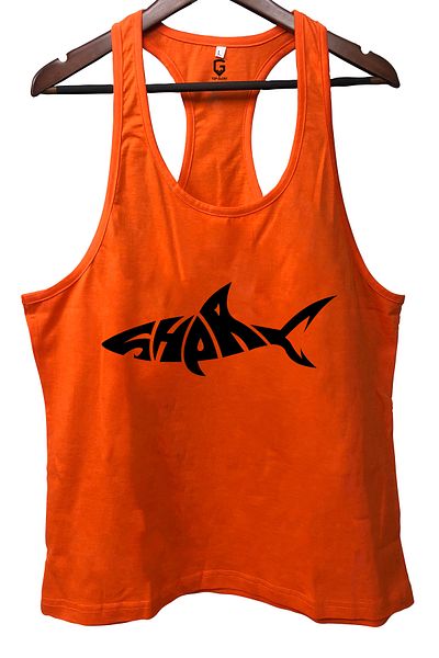TOP GLORY Shark Orange Gym Fitness Tank Top Sports Athlete