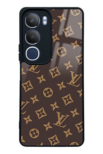 Spoyi Vivo Y19s Kahverengi LV Tasarımlı Glossy Telefon Kılıfı