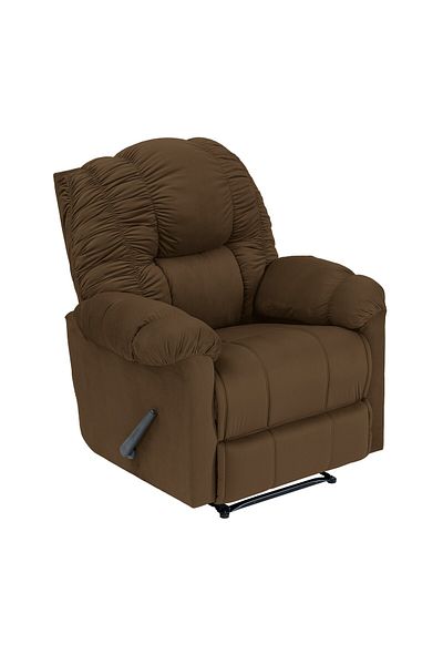 BACK COMFORT Velvet Rocking & Rotating Recliner Chair - Brown - ComfyChair