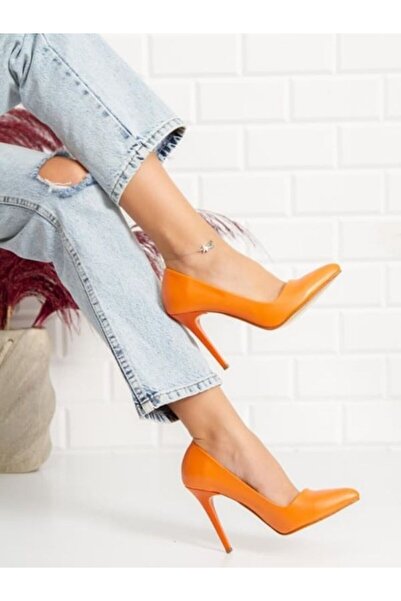 Pembe Potin Women's Orange Stiletto Heeled Shoes