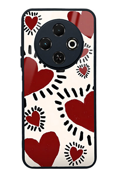 Spoyi Tecno Spark 30C Brush Heart Tasarımlı Glossy Telefon Kılıfı