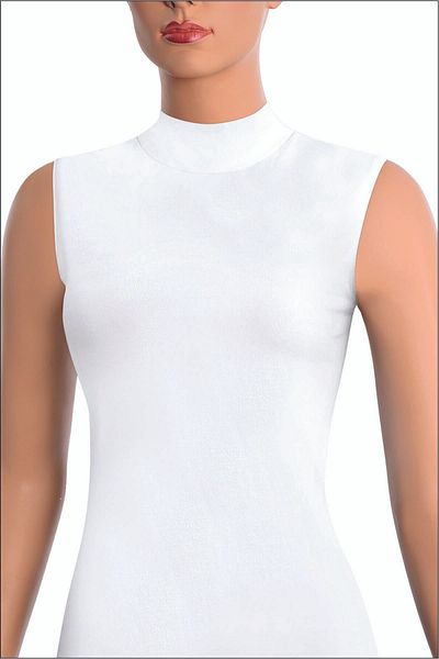 NİSYVE Zero Sleeve Turtleneck High Top White Women's Undershirt Badi/Body