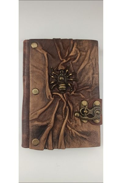 MATRUŞKA DERİ SANAT TASARIM Handmade Real Leather Hardcover Diary Notebook (Medium Size)