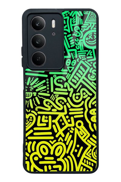 Spoyi Teleplus Oppo Realme C75 Neon Geometric Design Glossy Phone Case