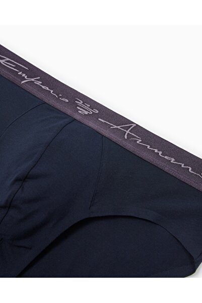 Emporio Armani Чоловічі модальні тканинні труси з логотипом на еластичній талії темно-синього кольору EM000360 AF10783-UB102