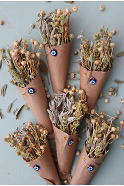 Aktar Gökhanefendi 6 Adet Nazar Ve Arınma Için Doğal Demet Tütsü Nazar Boncuklu Defne Adaçayı Üzerlik Otu