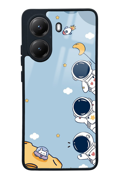 Spoyi حافظة هاتف لامعة بتصميم رائد فضاء صغير لهاتف Xiaomi Poco X7 Pro