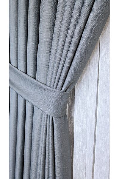 Yuka Linen Textured Smoked Board Background Curtain Luxury Heavy Weight Single Wing 1/3 Dense Pleated Solid Color