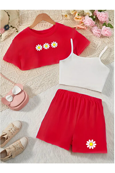 MELADYAN Kız Çocuk Papatyalar Baskılı Supercrop Takım