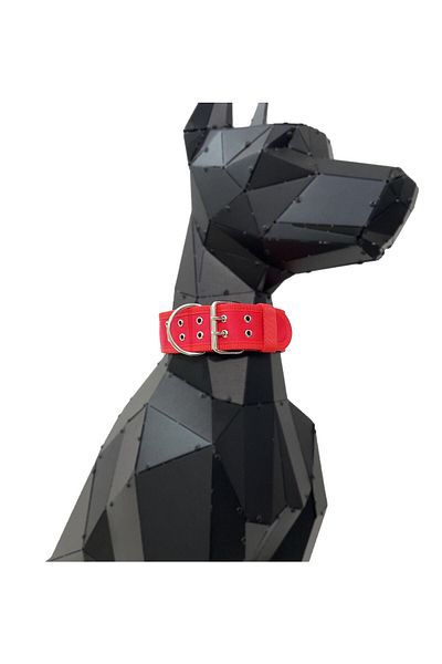Tasma Market Red Soft Textured Large Breed Column Dog Collar Dog Collar