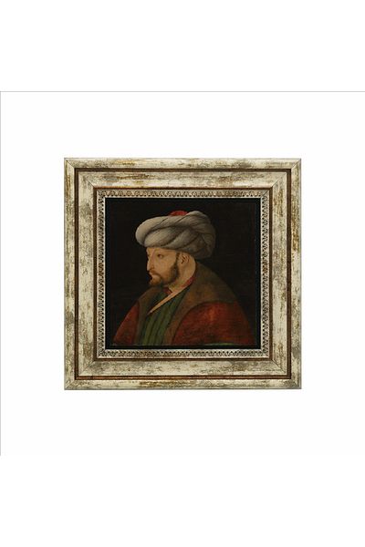 Sadrazam Tablou cu piatră naturală imprimată Fatih Sultan Mehmet (25 X 25 KRT-90)