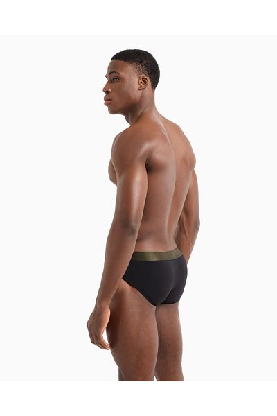 Emporio Armani Men's Modal Fabric Logo Elastic Waist Black Panties Em 000360   Af10783-Uc001