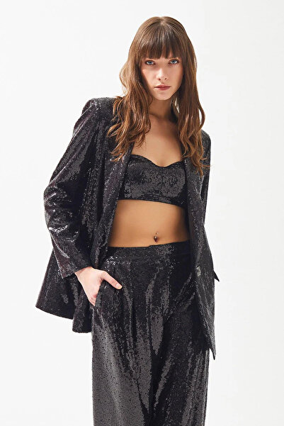 cercis Payetli Bol Paça Kadın Pantolon