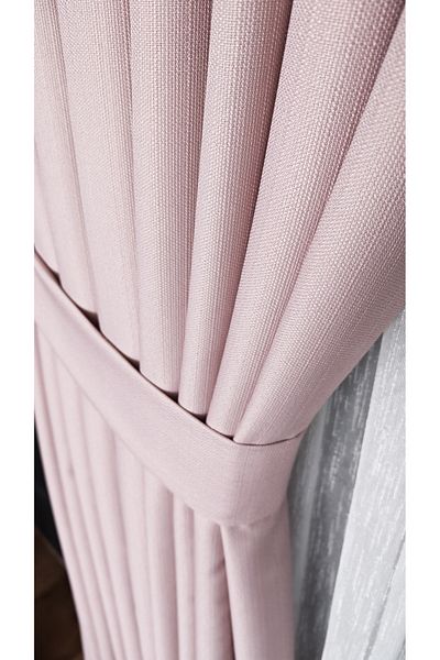 Yuka Linen Textured Powder Board Background Curtain Luxury Heavy Weight Single Wing 1/3 Dense Pleated Solid Color