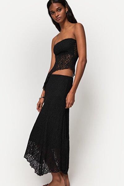 Bershka Blonde lace midi skirt