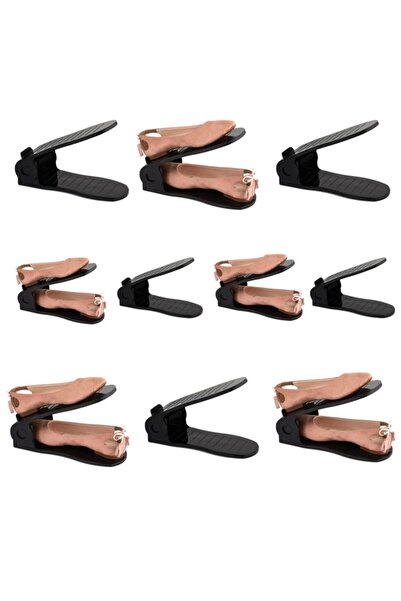 Dükkanönü 10 قطع منظم منحدر الحذاء الأسود القابل للتعديل Org-201