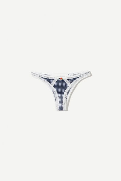 Bershka Gingham briefs with blonde lace