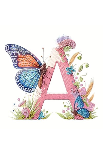 MODA Sihirli Tuval, Büyüleyici Kelebek Alfabe Elmas Sanat Seti -Ev Dekoru içi...