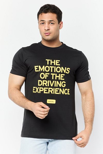 Lamborghini Men Crew Neck Short Sleeves Graphic Print T-Shirt, Black