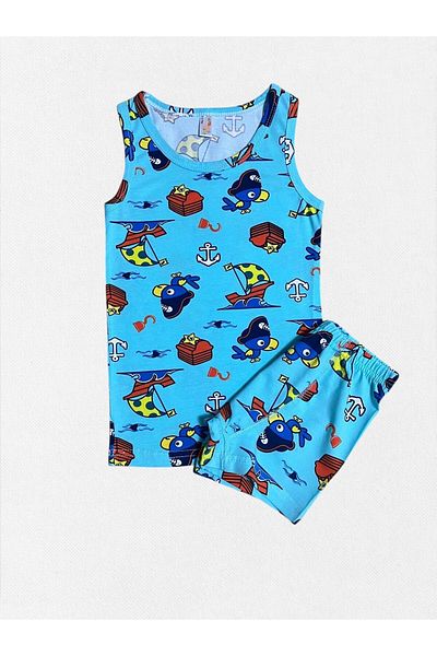 elmas kids Set boxer pentru băiat, 100% bumbac, albastru, căpitanul papagal, cu cusături din plasă