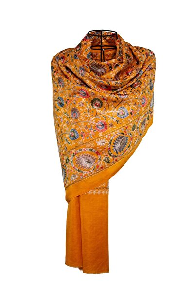 CASHMERE AND SİLK MAWLANA 85% CAŞMIR 15% MĂTASE ŞAL brodat